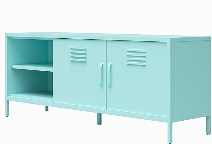 Novogratz Cache Metal Locker-Style TV Stand for TVs up to 65", Mint - LeafyLoom