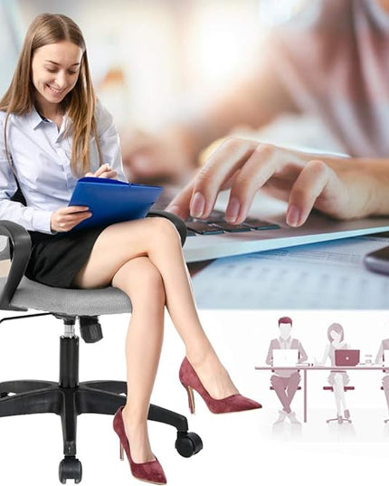 Office Chair Desk Chair Computer Chair Ergonomic Executive Swivel Rolling Chair with Lumbar Support Arms Adjustable Task Chair for Women Adults, Grey - LeafyLoom