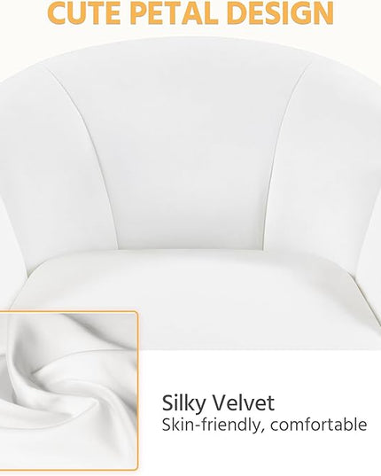 Yaheetech Cute Petal Desk Chair for Home Office, Makeup Vanity Chair Upholstered Modern Chair Adjustable Swivel Task Chair with Armrests for Work, Study, Living Room, Bedroom, Snowy - LeafyLoom