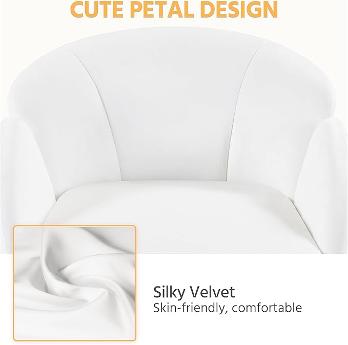 Yaheetech Cute Petal Desk Chair for Home Office, Makeup Vanity Chair Upholstered Modern Chair Adjustable Swivel Task Chair with Armrests for Work, Study, Living Room, Bedroom, Snowy - LeafyLoom