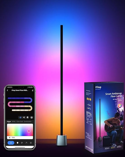 Fitop RGBCW Floor lamp LED Smart Corner Lamp, 2.4GHz WiFi 24 Watts, app Control - LeafyLoom