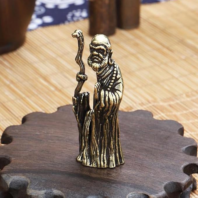 Handmade Pure Copper Dharma Arhat Statue - Stunning Home and Office Decor-Gift for Buddhism Enthusiasts（Dharma） - LeafyLoom