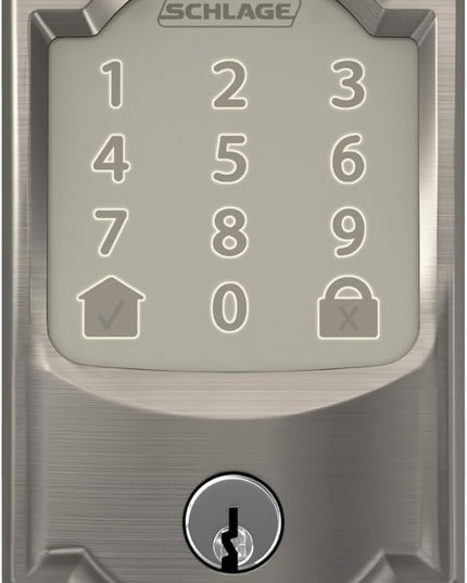 SCHLAGE Encode Smart Wi-Fi Deadbolt with Camelot Trim in Satin Nickel SchlageLockCompany