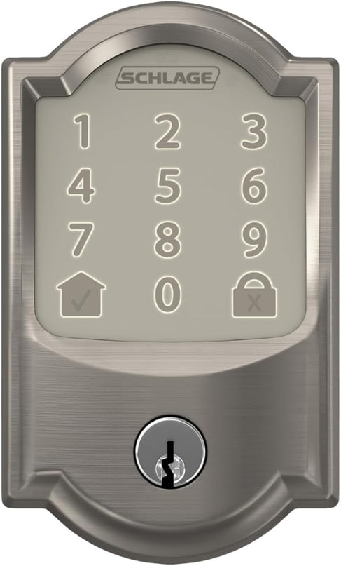 SCHLAGE Encode Smart Wi-Fi Deadbolt with Camelot Trim in Satin Nickel SchlageLockCompany