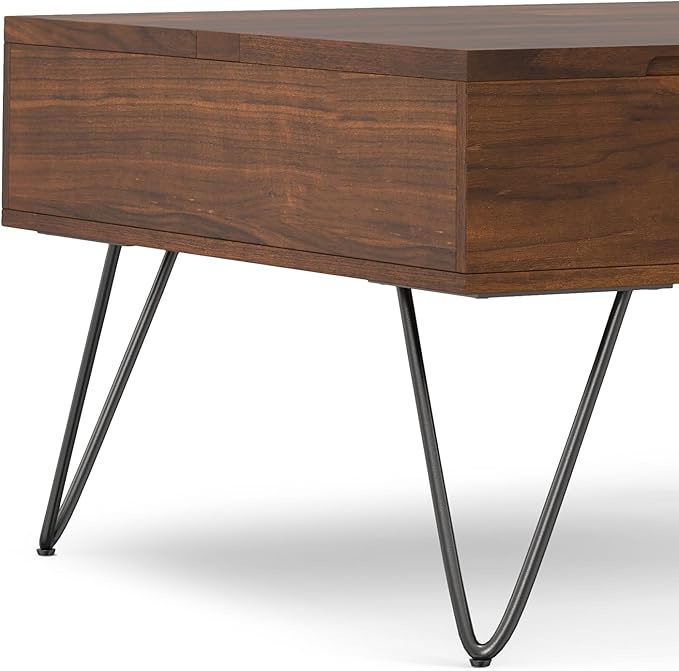 SIMPLIHOME Hunter 32 inch Wide Square Industrial Lift Top Coffee Table in Walnut for The Living Room and Family Room - LeafyLoom