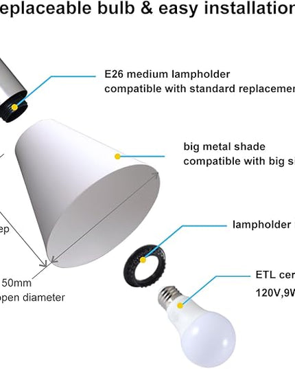 Height Adjustable Reading Floor Lamp,Industrial Modern Style,360°Rotatable Shade,White & Brushed Nickel Finsh, 3color Adjustable,for Living Room,Office,Bedroom Reading,Easel Work (White+Wood) - LeafyLoom