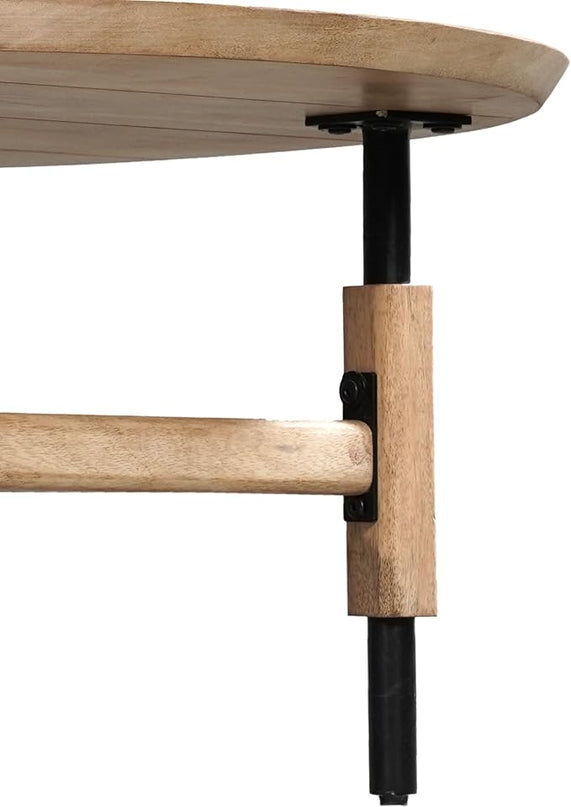 NicBex Coffee Table Wooden Coffee Table with Storage Round Center Tables with Metal Legs Dining Table for Living Room, Dining Room, Office, and Bedroom,34" W, Black+Brown - LeafyLoom