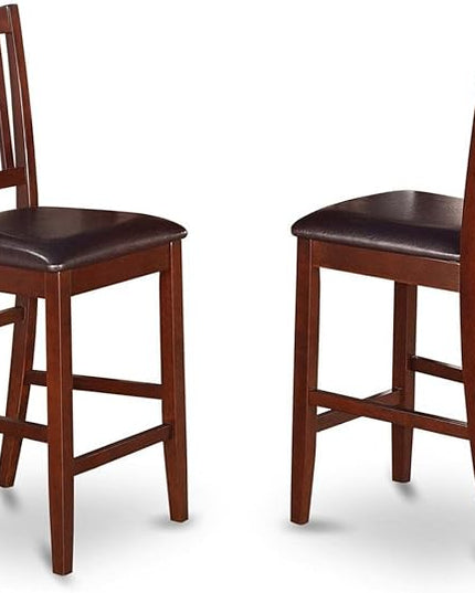 East West Furniture BUCK5-MAH-LC 5 Piece Counter Height Dining Table Set Includes a Rectangle Kitchen Table and 4 Faux Leather Dining Room Chairs, 30x48 Inch, Mahogany - LeafyLoom