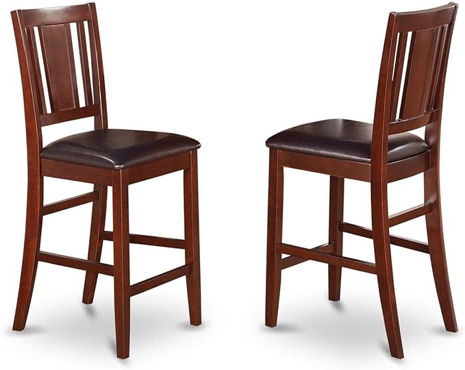 East West Furniture BUCK5-MAH-LC 5 Piece Counter Height Dining Table Set Includes a Rectangle Kitchen Table and 4 Faux Leather Dining Room Chairs, 30x48 Inch, Mahogany - LeafyLoom