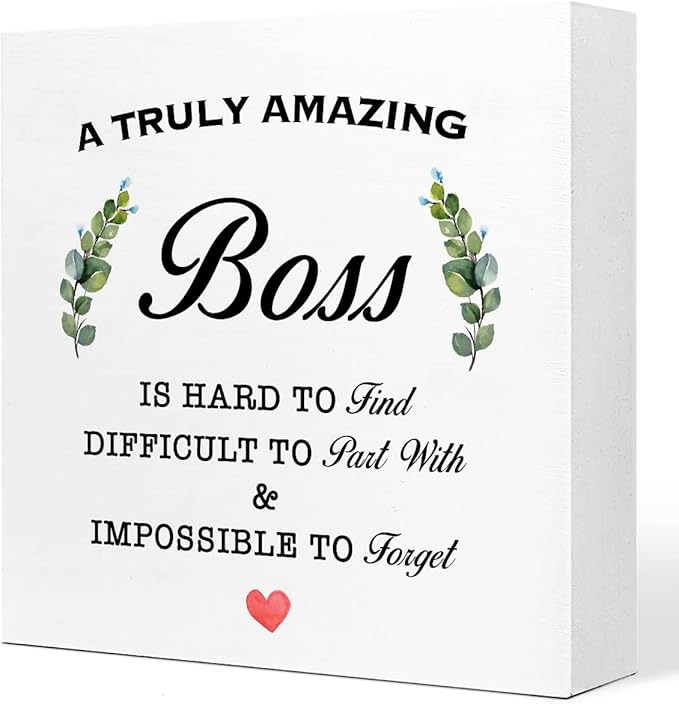 A Truly Amazing Boss is Hard to Find Wooden Sign Desk Decor,Inspirational Wood Block Sign Desk Decorations for Home Office Desk Shelf Table Decor,Best Boss Mentor Gifts - LeafyLoom