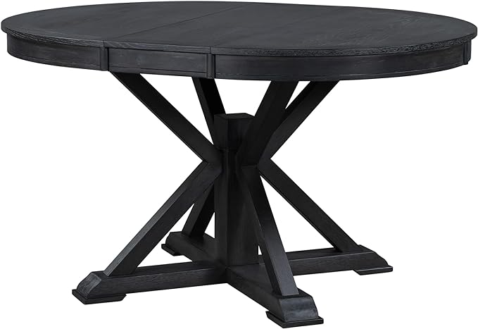 NicBex Dining Table Contemporary Kitchen Table Farmhouse Rustic Retro Functional Extendable Dining Table with a 12" Leaf for Dining Room and Living Room Round Dining Table, Espresso - LeafyLoom