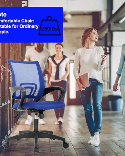 Office Chair Desk Chair Mesh Computer Chair with Lumbar Support Modern Executive Adjustable Chair Task Rolling Swivel Ergonomic Chair for Women Adults(Blue) - LeafyLoom