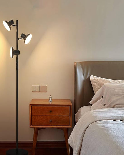 36W LED Tree Floor Lamp, Modern Dimmable Standing Lamp with Remote & Touch Control, 4 Color Temperatures, 3 Rotatable LED Light Floor Lamps for Living Room, Bedroom, Office - LeafyLoom