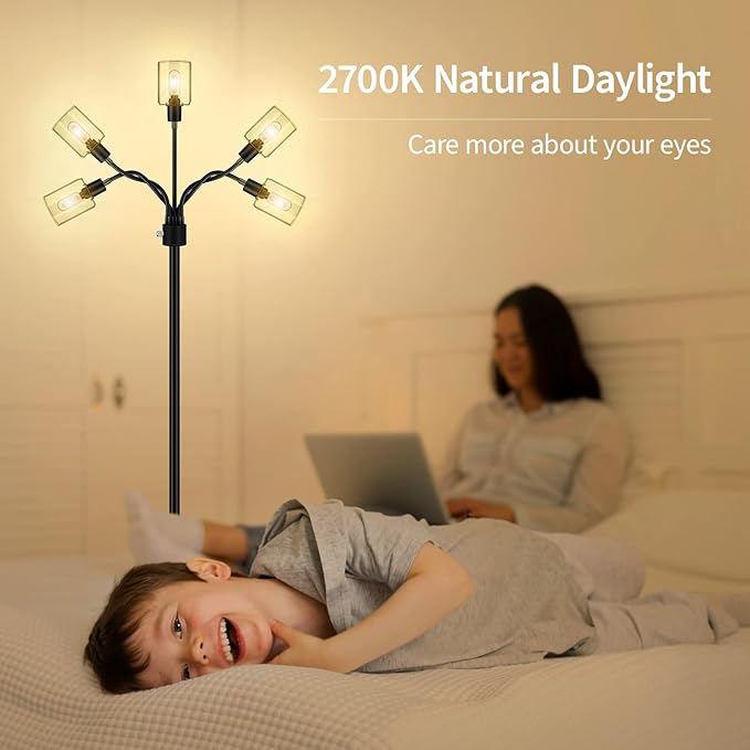 Floor Lamp, Industrial Floor Lamps for Living Room,Tree Standing Lamp,3 Way Switch,Modern Stand up Lamp for Bedroom Office Farmhouse - LeafyLoom