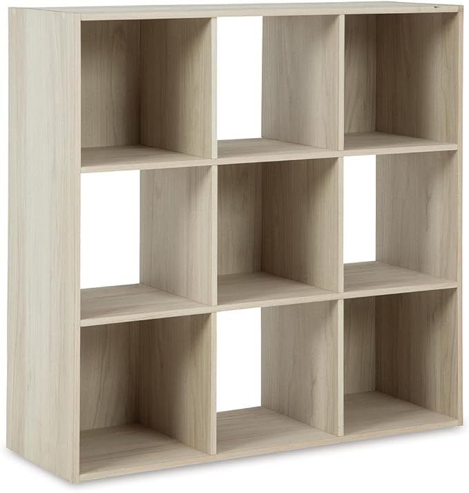 Signature Design by Ashley Socalle Modern 9 Cube Storage Organizer or Bookcase, Beige - LeafyLoom
