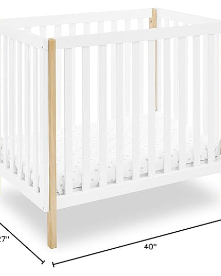 Delta Children Gio Mini Crib with 2.75" Mattress Included, Bianca White/Natural - LeafyLoom
