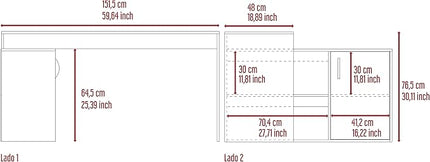 NicBex Kimberly-DW-00043-LWJ Home Office Desks, 45.86"x59.64"x30.11", Light Gray - LeafyLoom