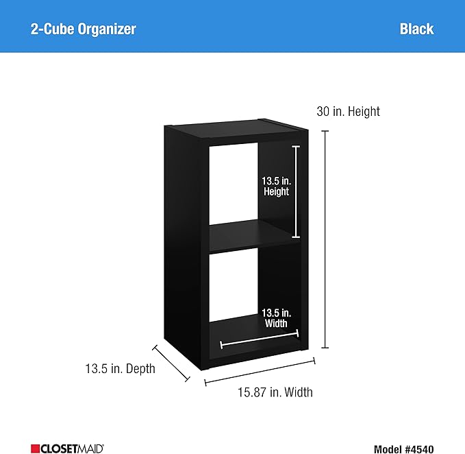 ClosetMaid 4540 Decorative Open Back 2-Cube Storage Organizer, Black - LeafyLoom