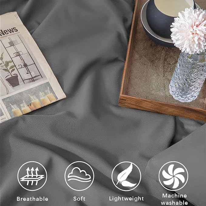 ETDIFFE Grey Comforter Set Twin/Twin XL Size, 2pc Aesthetic Modern Gray Bedding Set - Soft & Lightweight All Season Extra Long Microfiber Down Alternative Bed Comforter with 1 Pillow Sham - LeafyLoom