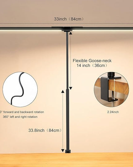 Double Head LED desk lamp for Office Home,Desk Lamp with Fixture for Eye Protection，Clip on Light with Long Flexible Gooseneck,6 Color Modes, 9 Lighting Modes Dimmabl，Auto Setting，2 mode timer - LeafyLoom
