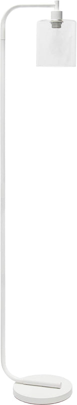 Simple Designs LF1036-WHT Antique Style Industrial Iron Lantern Glass Shade Floor Lamp, White 12 x 10 x 63 - LeafyLoom
