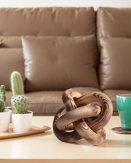 Wood Knot Decor -Coffee Table Decor Shelf Decor Table Books Hand Carved Home Decoration Boho Country Rustic Modern Shabby Chic Style Decor 3 Link Wooden Knot Chain Link Decor (Vintage) - LeafyLoom