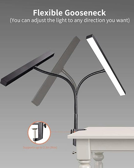 Piano Light Lamp for Upright Piano, 2-in-1 Table Lamp with Base & Clamp Bright Flexible, 10W LED Architect Desk Lights for Piano, Home Office, 3 Color Modes, 30 Brightness Levels, Black - LeafyLoom