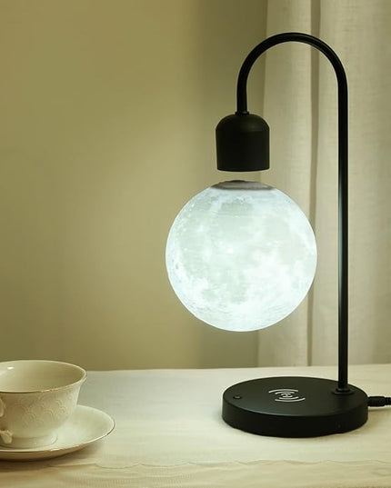 Floating Moon Lamp with Wireless Phone Charger & LED Levitating Ball in The Air Freely Unique Magnetic Cloud Desk Lamp with Cool Night Light, Home Office Decor & Gift for Friends Families - LeafyLoom