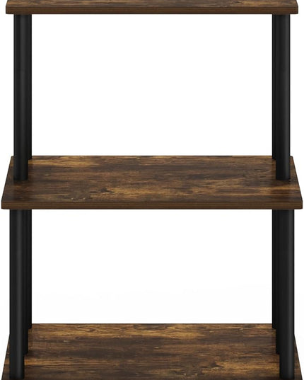 Furinno Turn-N-Tube 3-Tier Toolless Kitchen Storage Shelf, Amber Pine/Black - LeafyLoom