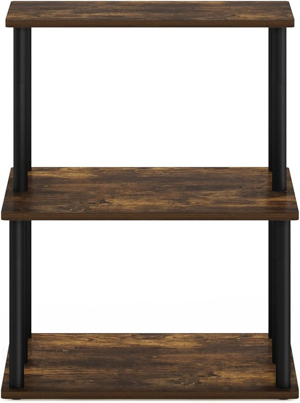 Furinno Turn-N-Tube 3-Tier Toolless Kitchen Storage Shelf, Amber Pine/Black - LeafyLoom