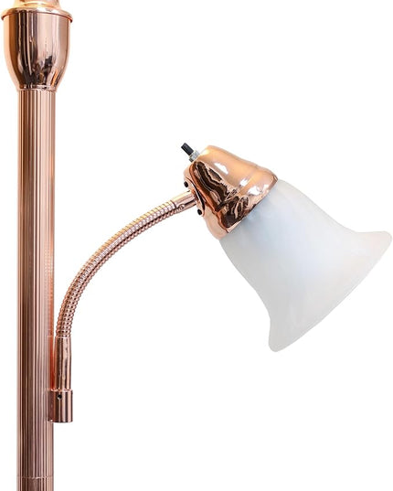 Elegant Designs LF2003-RGD 2 Light Mother Daughter White Marble Glass Floor Lamp, Rose Gold - LeafyLoom