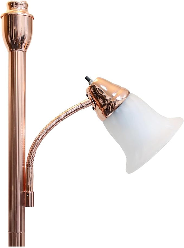 Elegant Designs LF2003-RGD 2 Light Mother Daughter White Marble Glass Floor Lamp, Rose Gold - LeafyLoom