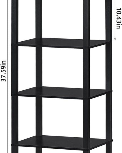 4 Tier Tall Wooden Bookshelf with Storage, Narrow Bookcase for Small Space, Small Book Shelf for Living Room, Office, Bedroom, Kitchen, Industrial, Black - LeafyLoom