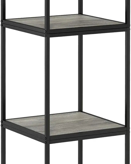 Furinno Moretti Cube Modern Stackable End Table Shelf, French Oak Grey - LeafyLoom