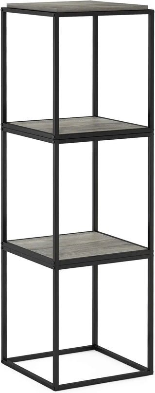 Furinno Moretti Cube Modern Stackable End Table Shelf, French Oak Grey - LeafyLoom