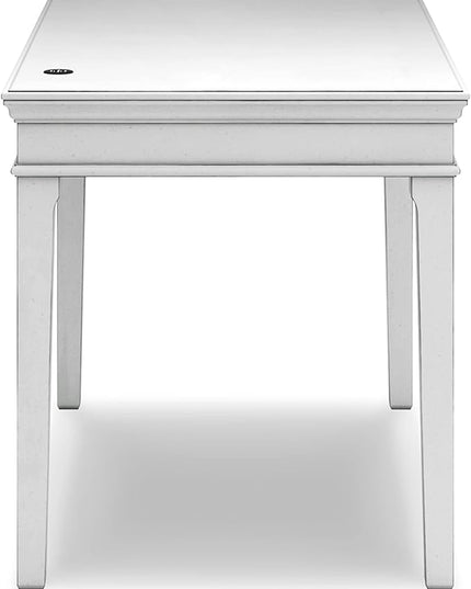 Signature Design by Ashley Kanwyn Classic Home Office Small Leg Desk with 1 Drawer and USB Ports, White - LeafyLoom