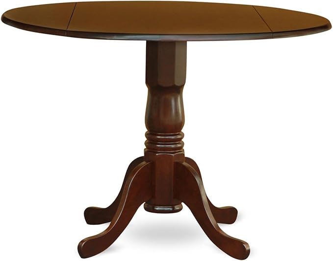 East West Furniture DLNO5-MAH-W Dublin 5 Piece Room Set Includes a Round Dining Table with Dropleaf and 4 Wood Seat Chairs, 42x42 Inch - LeafyLoom