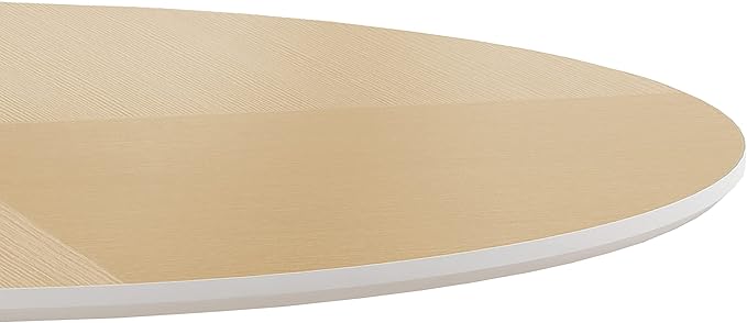 NicBex 42Inch Round Dining Table,Modern Kitchen Table with Printed Wood Grain Tabletop and Metal Base for 2 to 4,Leisure Coffee Table for Kitchen,Small Space,Dining Living Room,Space-Saving,Natural - LeafyLoom