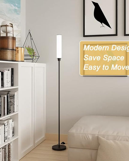 Floor Lamp with Remote Control,Bright Floor Lamps for Living Room/Bedroom/Office, Stepless Adjustable 3000K-6000K Colors and 10-100% Brightness,Standing Light with Foot Switch (Black) - LeafyLoom