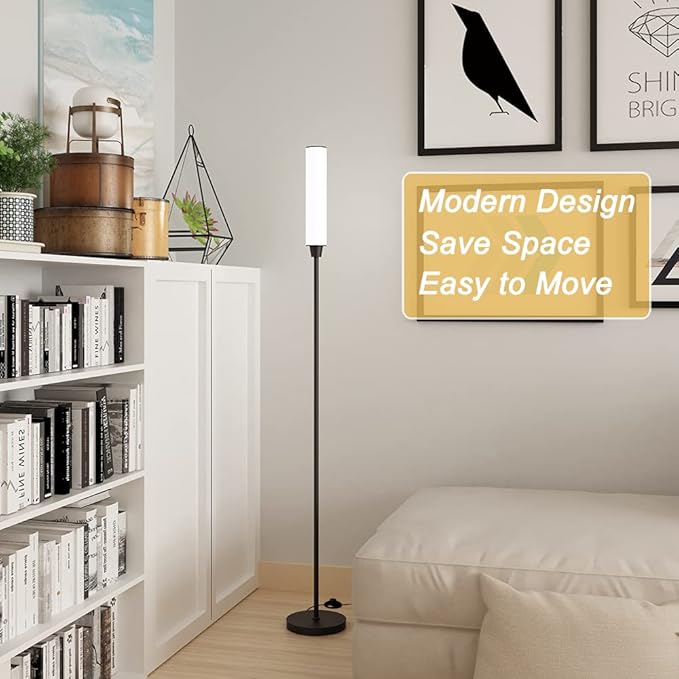 Floor Lamp with Remote Control,Bright Floor Lamps for Living Room/Bedroom/Office, Stepless Adjustable 3000K-6000K Colors and 10-100% Brightness,Standing Light with Foot Switch (Black) - LeafyLoom