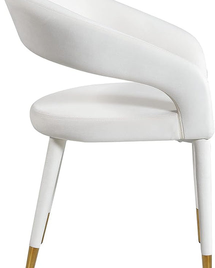 Meridian Furniture Destiny Collection Modern | Contemporary Velvet Upholstered Rounded Back Dining Chair, 23" W x 23" D x 31.5" H, Cream - LeafyLoom