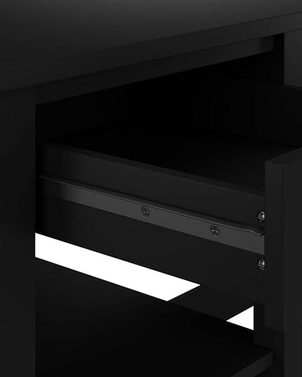Bush Furniture Broadview 54W Computer Desk with Shelves in Classic Black| Personal Workstation Table and Storage for Home Office Workspace - LeafyLoom