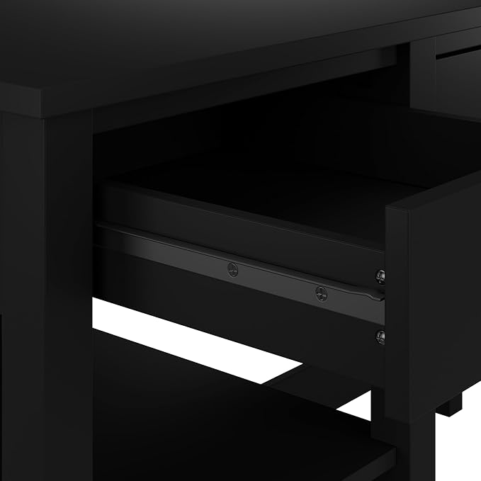 Bush Furniture Broadview 54W Computer Desk with Shelves in Classic Black| Personal Workstation Table and Storage for Home Office Workspace - LeafyLoom