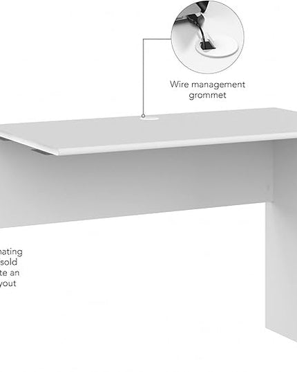 Bush Furniture Cabot 42W Shell Desk Return, 48W x 24D, White - LeafyLoom