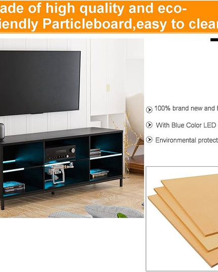 Hommpa LED TV Stand for TVs up to 65 Inch Modern Entertainment Center with Storage TV Cabinet with Adjustable Shelves & Cable Management White TV Console for Media Cable Box Gaming Living Room Bedroom - LeafyLoom