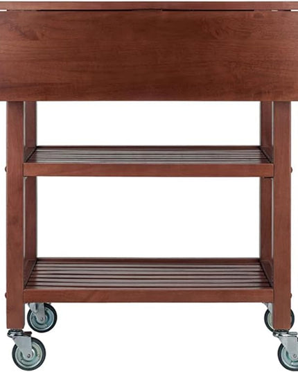 Winsome 94734 Jonathan 2 Drawer Rolling Kitchen Cart in Walnut - LeafyLoom