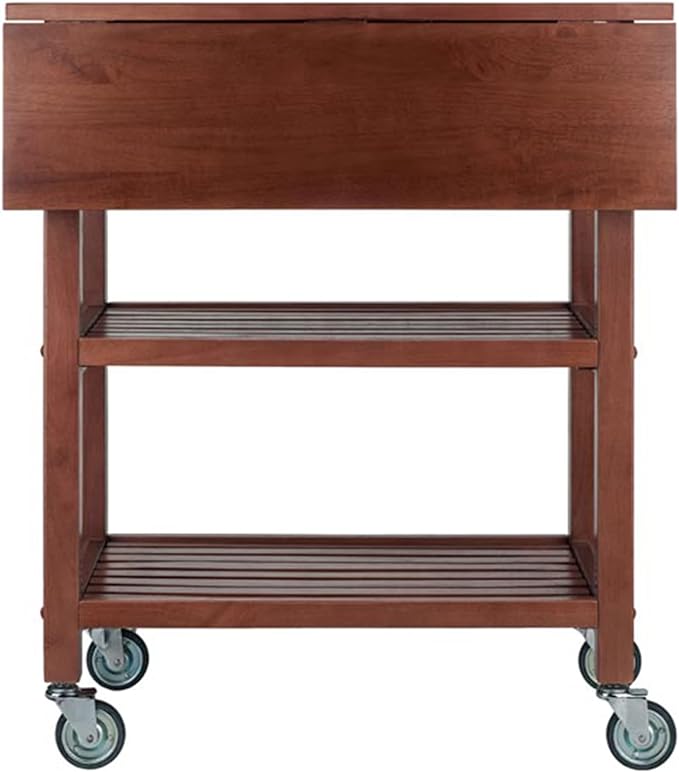 Winsome 94734 Jonathan 2 Drawer Rolling Kitchen Cart in Walnut - LeafyLoom