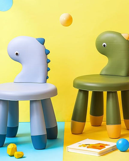 2 Pcs Plastic Dino Chair Sturdy Dinosaur Chairs Lightweight Activity Chairs Ergonomic Design Anti Slip Step Stool for Indoor Outdoor - LeafyLoom
