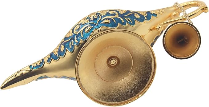 Classic Vintage Aladdin Magic Genie Costume Lamp Home Table Decoration & Gift, Golden Blue - LeafyLoom