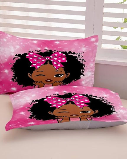 Black Girl Comforter Set Queen for Kids Teens,Black Girl Magic Bedding Set,African American Girl Inspirational Quotes Comforter Set,Black Princess Bed Bedroom Set - LeafyLoom